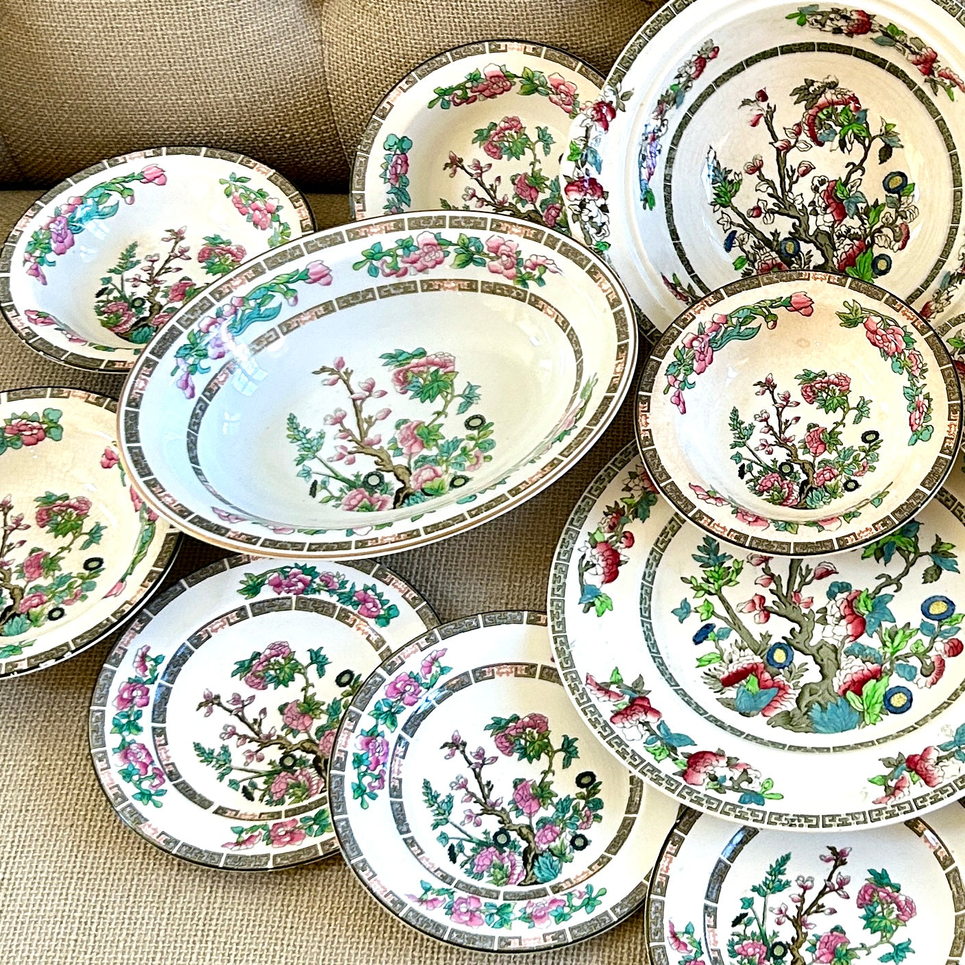 Antique Maddox and Johnson Brothers of England Indian Tree 12 piece set bundle