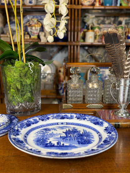 Royal Doulton Madras Flow Blue Platter | Blue & White | c.1900 | 15.5” L × 12.5” W | #DA4591