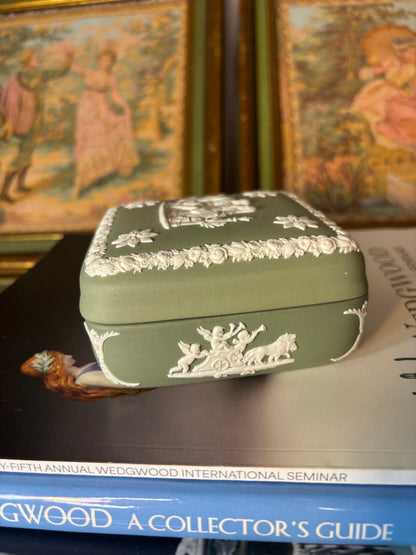 Wedgwood Jasperware Green square trinket box!