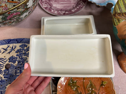 Gorgeous bird and floral porcelain rectangular box!