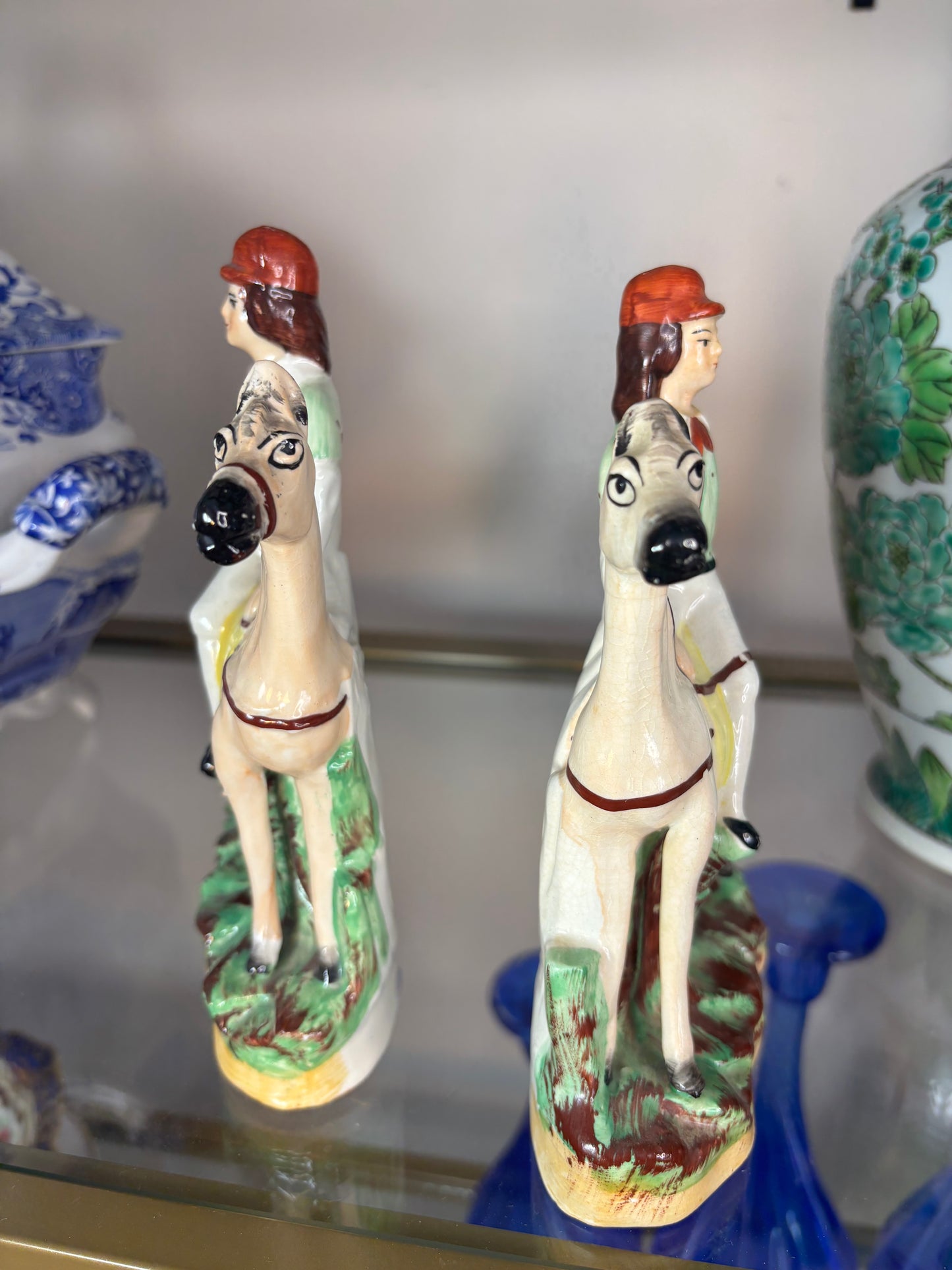 Stunning Staffordshire Polo players on horses pair!