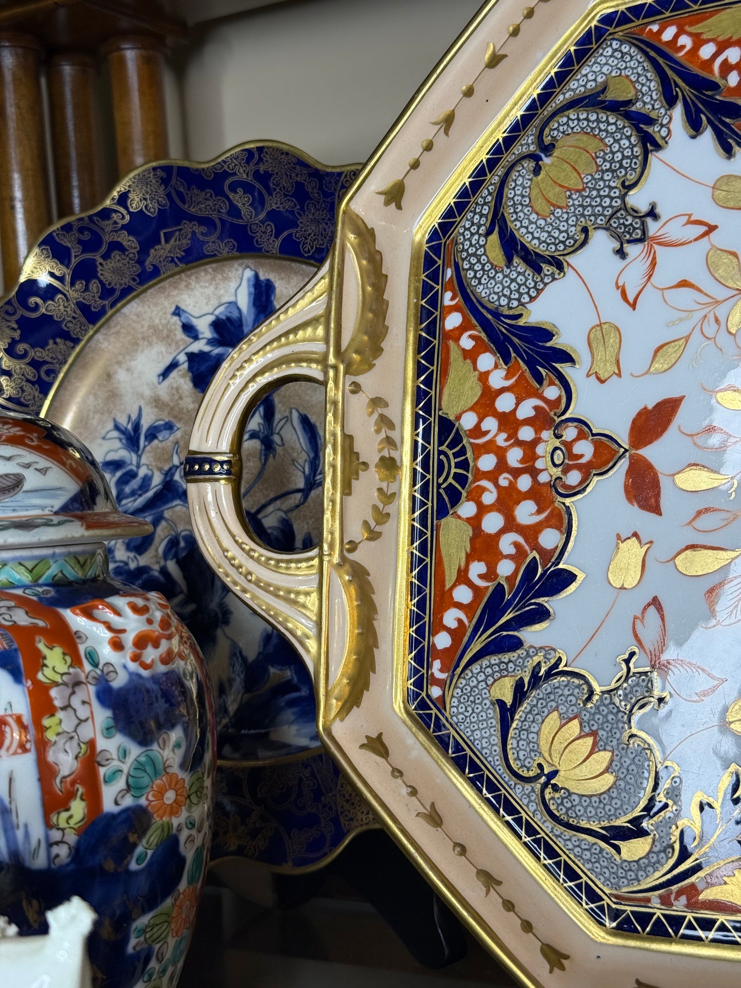 Antique Davenport Imari Serving Tray | Style DA4446 | c.1880 | 19.5” Handled Platter
