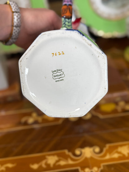 Shelley “Late Foley” Ironstone Jug, c. 1890 – Polychrome Floral with Bird Motif, Staffordshire