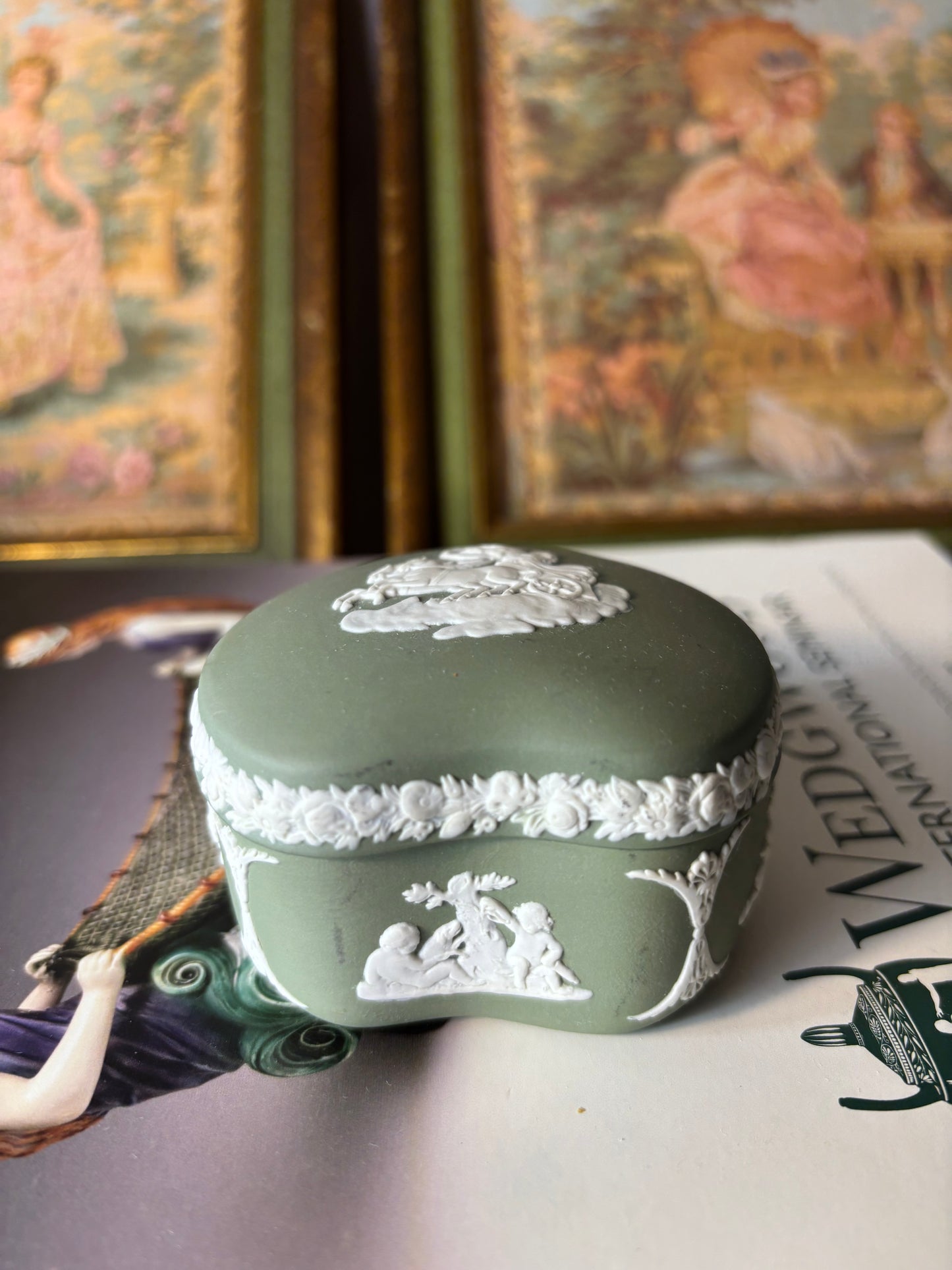 Wedgwood Jasperware Green trinket box!