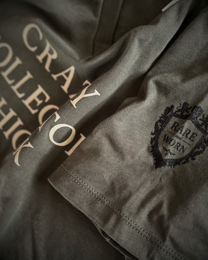 Rare and Worn | Crazy Collector Chick Signature V-neck Relaxed Tee - Army Green