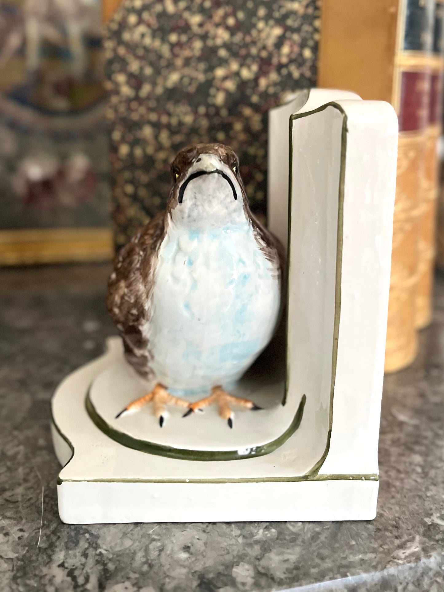 Lovely Older Vintage Nora Fenton Quail Hand Painted Bookend