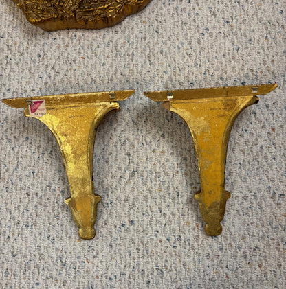 Gorgeous Italian Gilt Sconces Pair!