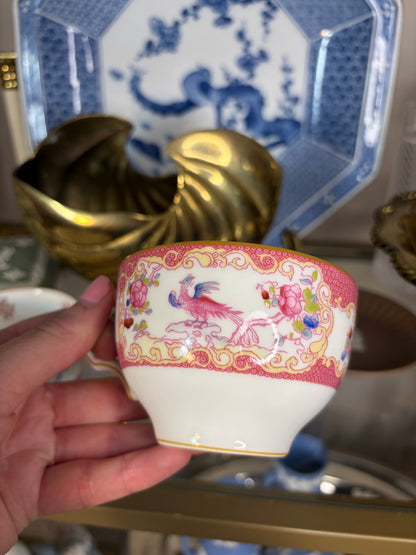 Minton Pink Cockatrice teacups pair!