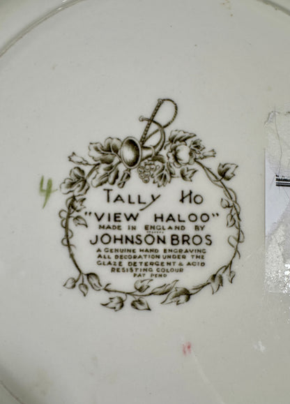 Vintage Johnson Brothers Tally Ho “View Haloo” Hunt Scene Service Plate | England, c. 1957–1974