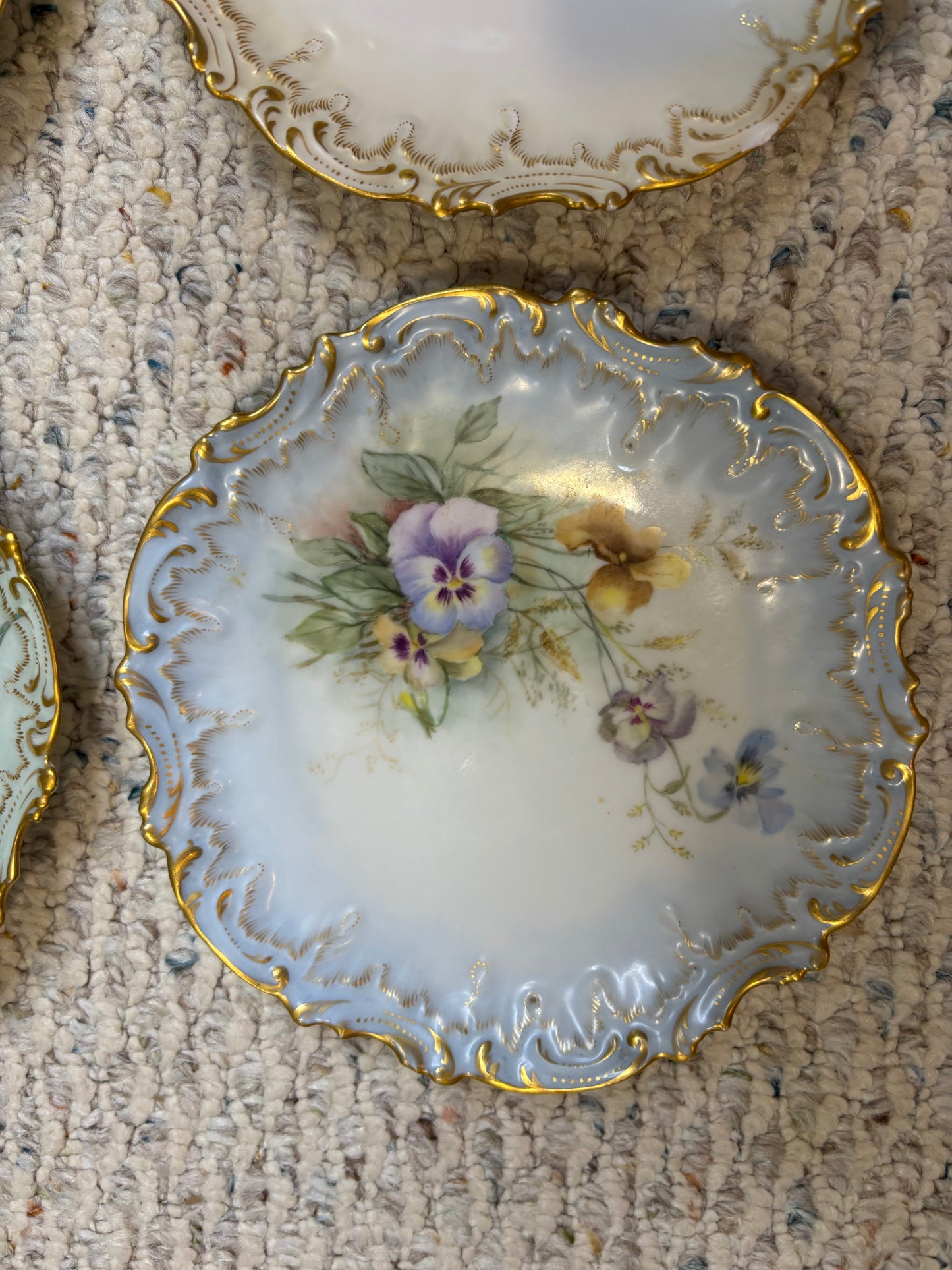 Gorgeous Limoges plate set with gold and florals! As is!