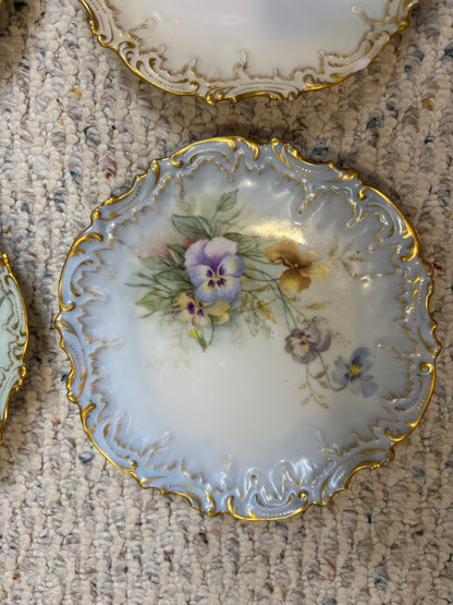 Gorgeous Limoges plate set with gold and florals! As is!