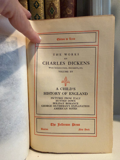 Set of 7 aged rare books Dickens, Longfellow 1885, Sterne & more
