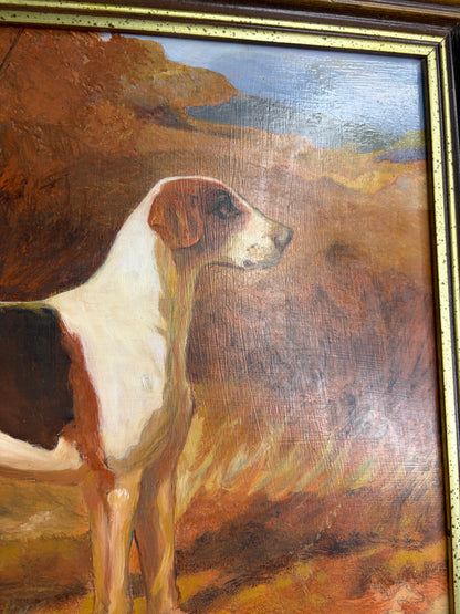 Sweetest reproduction dog painting on board! Signed!