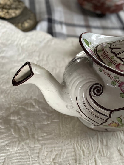 Live 08/18 Georgian Antique English Staffordshire King’s Rose Pearlware Teapot - Handpainted