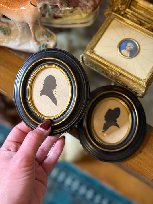 Pair of Antique Silhouette Portraits – George & Martha Washington, Foster Bros. Boston