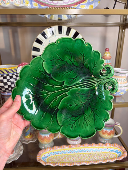 Antique majolica leaf plate!
