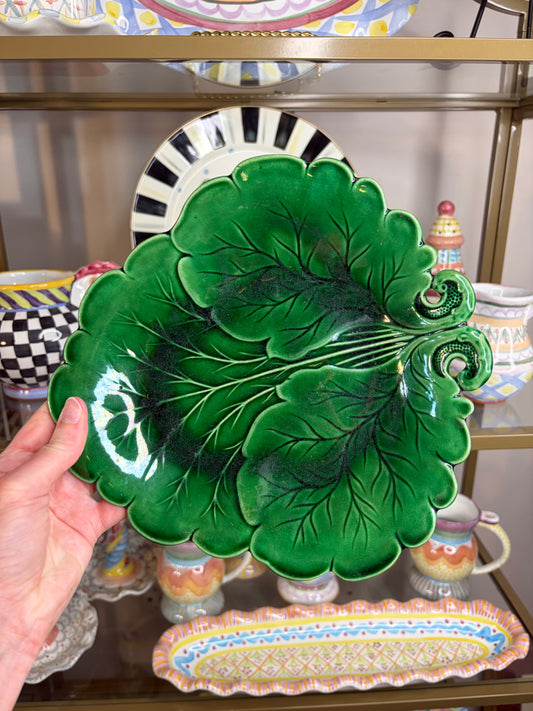 Antique majolica leaf plate!