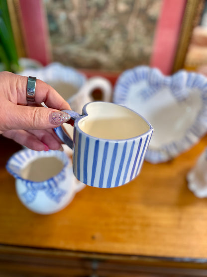 Vintage Haldon Group Heart Shaped Mug | Blue & White Stripe | 1990