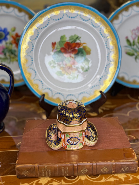 Spode Imari Match Pot, c. 1880 – Cobalt Blue & Gilt, Victorian Porcelain