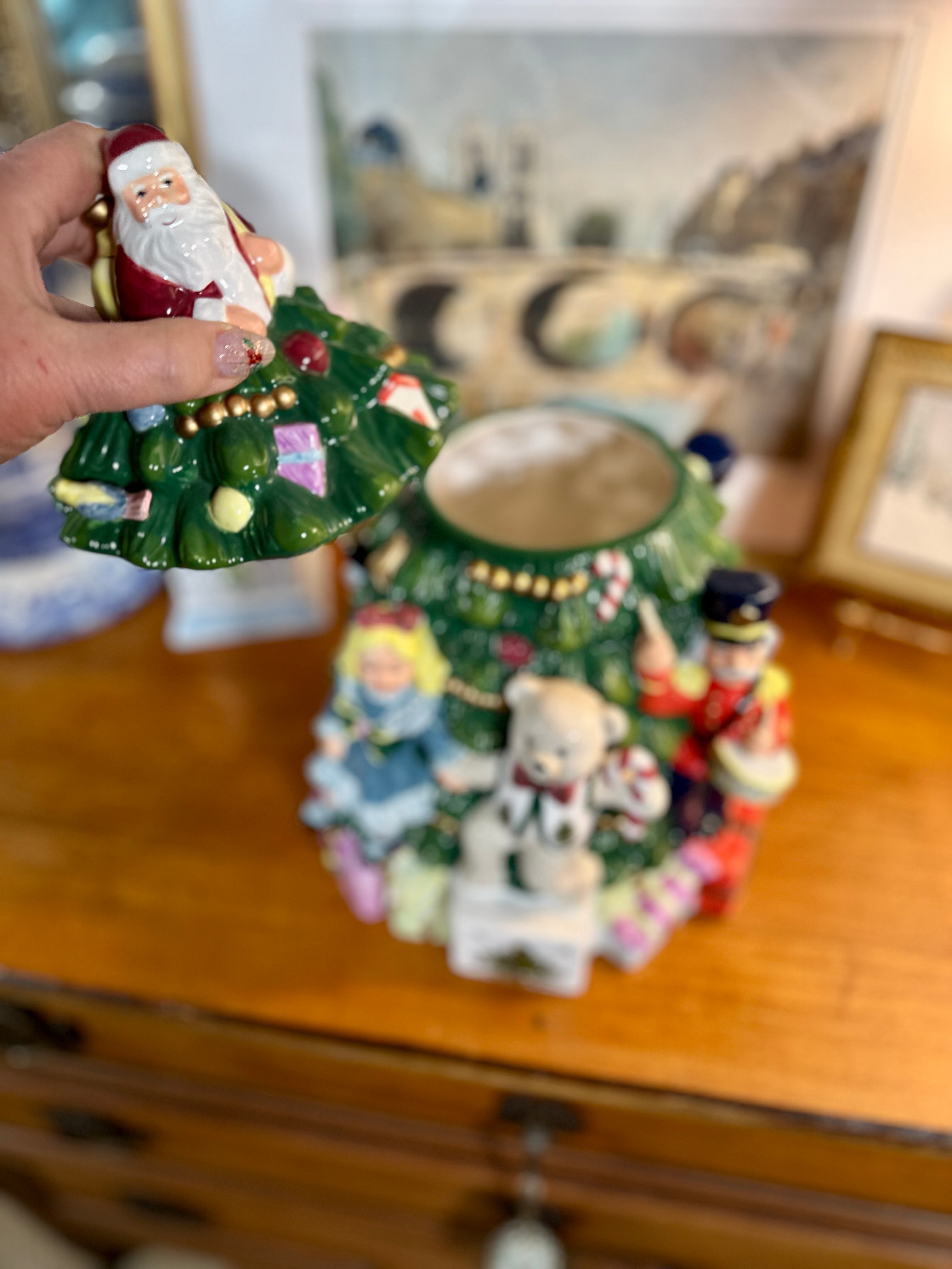 Vintage Spode Christmas Tree Figural Cookie Jar “Toys Around the