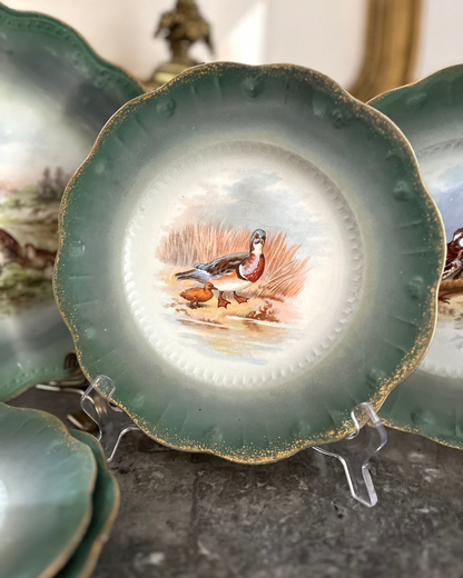 Complete Plate Wall 7 Piece - French Limoges Game Bird Service — Platter & Six Plates