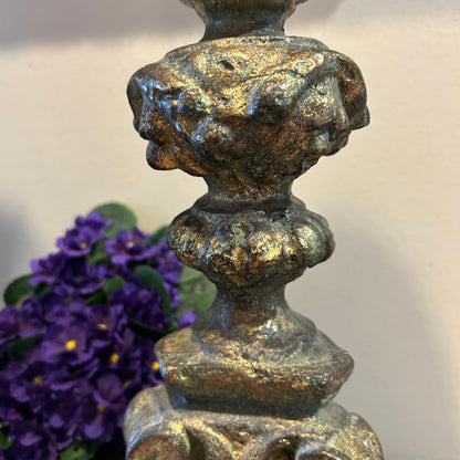 Spectacular pair of baroque  claw leg chippendale pillar candle holders 21 in