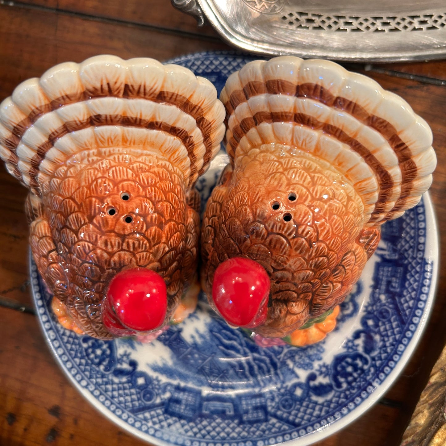 Whimsical thanksgiving tom turkey salt & pepper shaker set