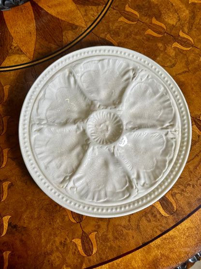 Vintage Gien France White Faience Oyster Plate | Circa 1960s