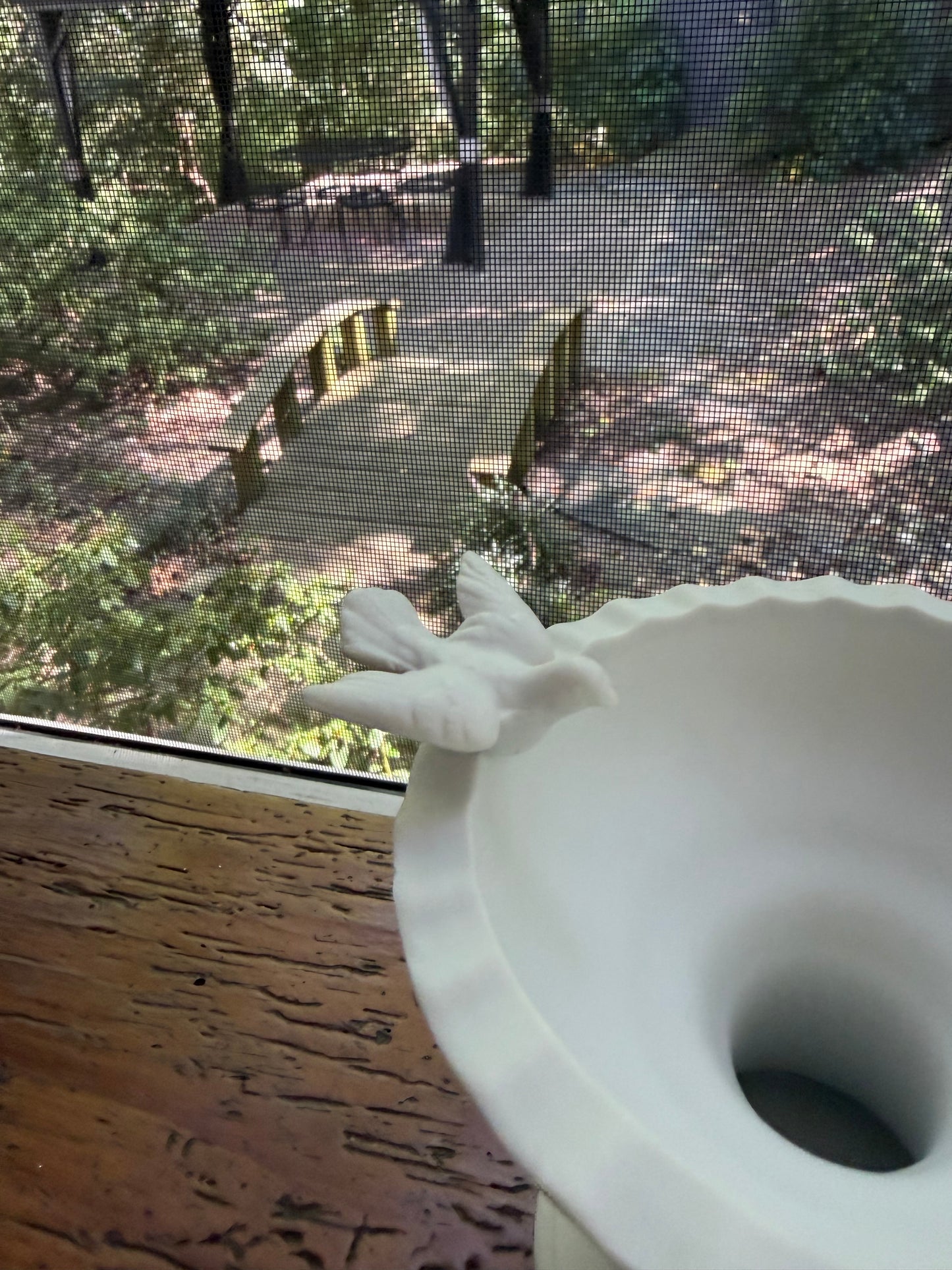 Lovely Lefton porcelain bird bath with flowers!