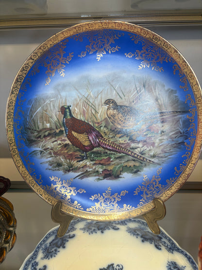 Lovely Bavaria pheasants platter with gold rim!