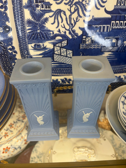 Beautiful Wedgwood Dancing Hours column candleholders pair!