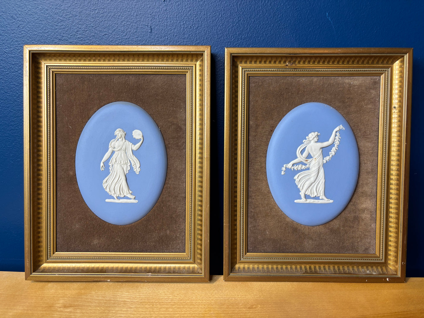 Stunning Wedgwood Jasperware Framed Dancing Hours! Pair!