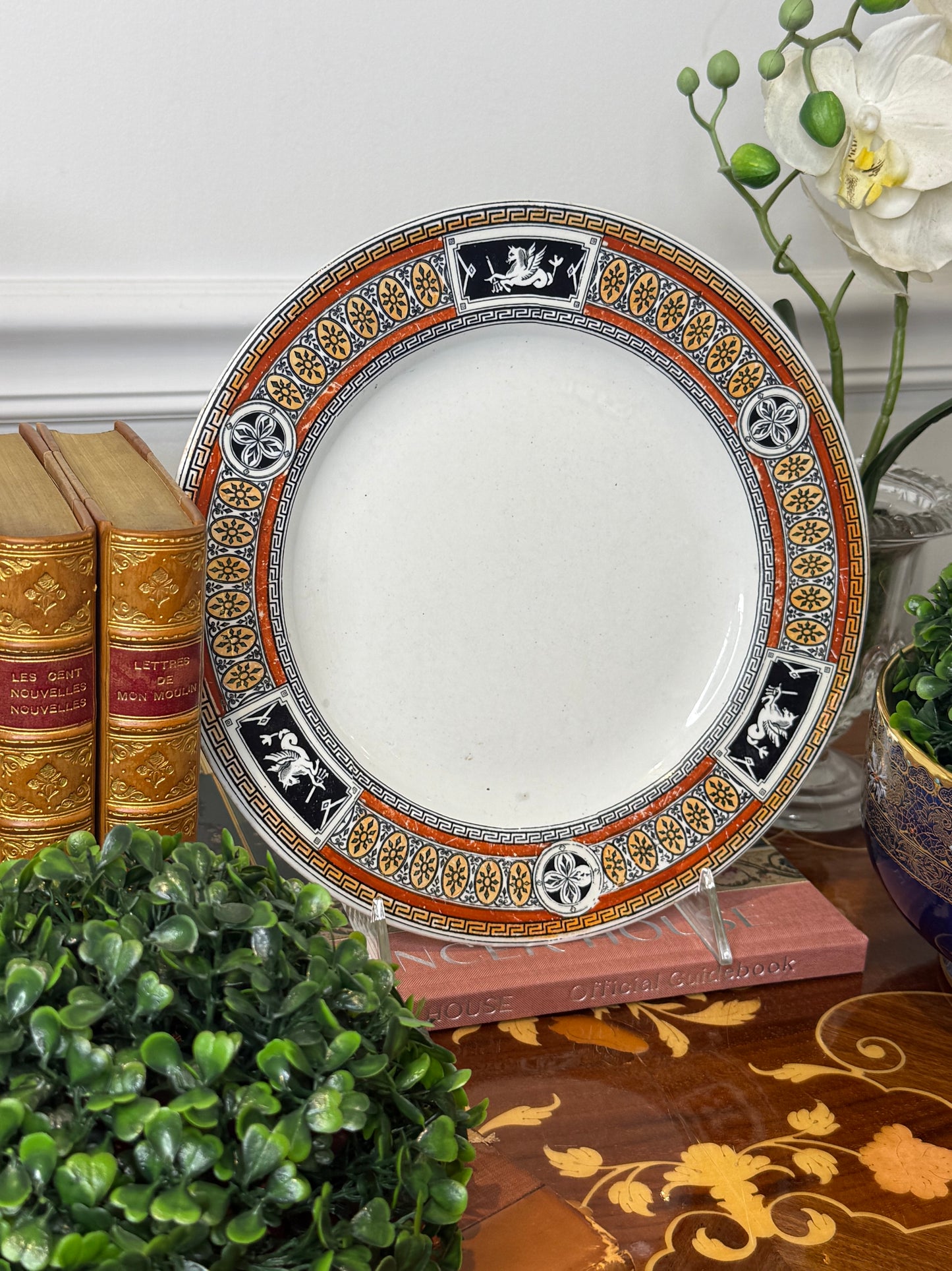 RESERVED - CASEY - Antique Wedgwood Athena Dinner Plate | Aesthetic Movement Transferware | England | 10”