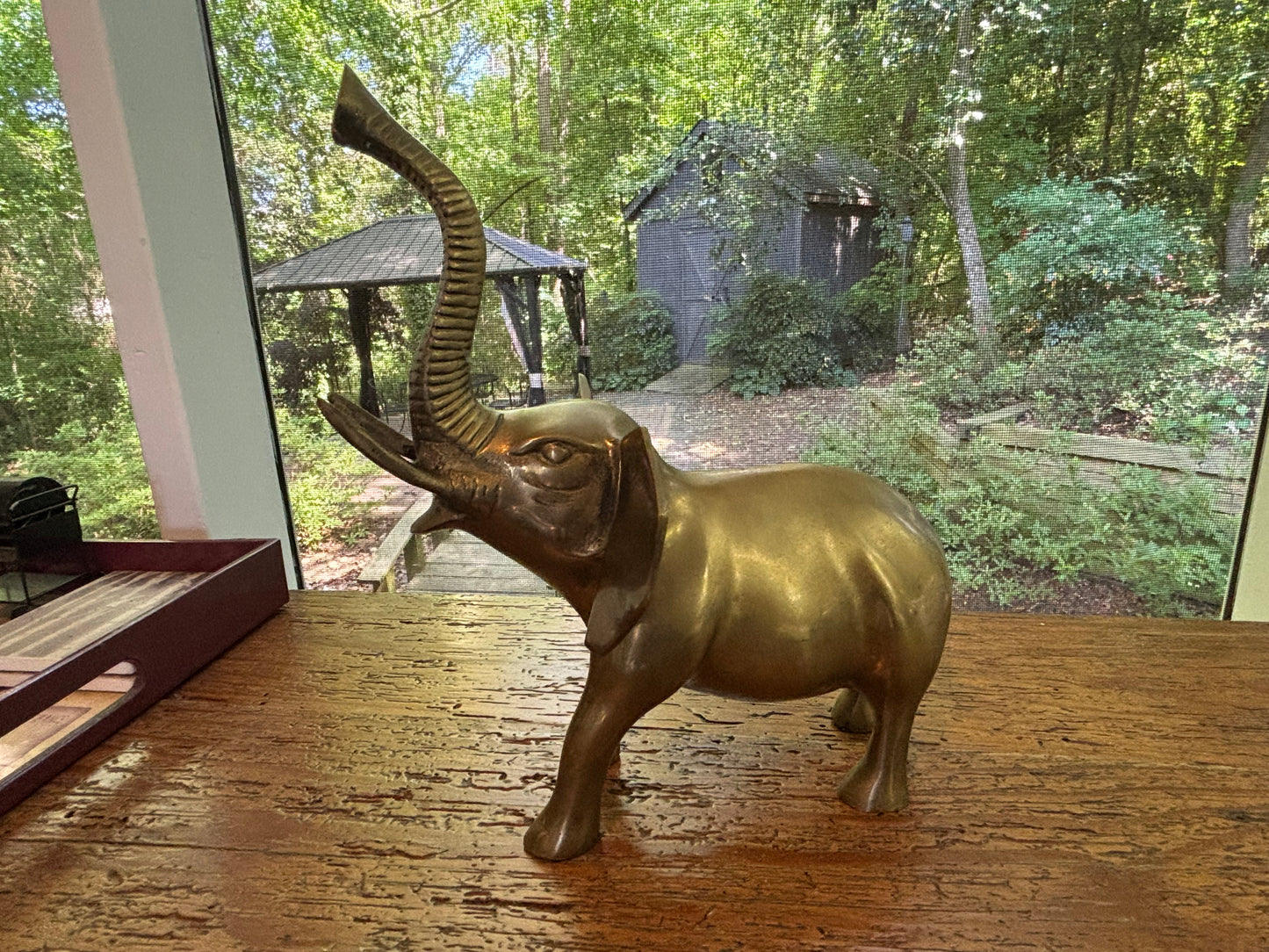 Beautiful brass elephant with trunk up!