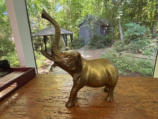 Beautiful brass elephant with trunk up!