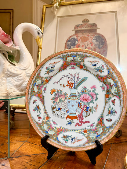Pristine rose medallion stunning vintage chinoiserie floral plate 10d