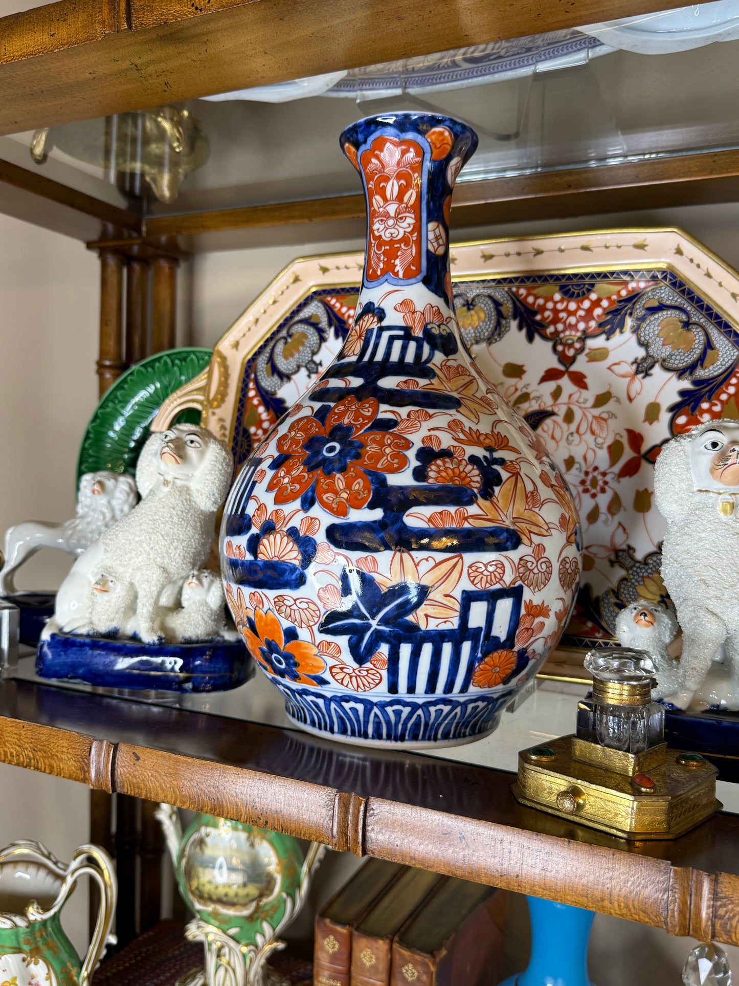 Large Antique Imari Vase | Red, Cobalt Blue & White | 12.75"H x 24.5" Circumference | Style DA4443