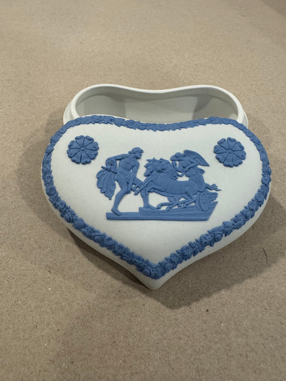 Wedgwood white and blue heart shape trinket box