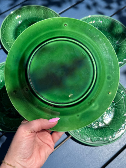 Antique (5) French Majolica Plates | 9" Diameter | Style DA4480