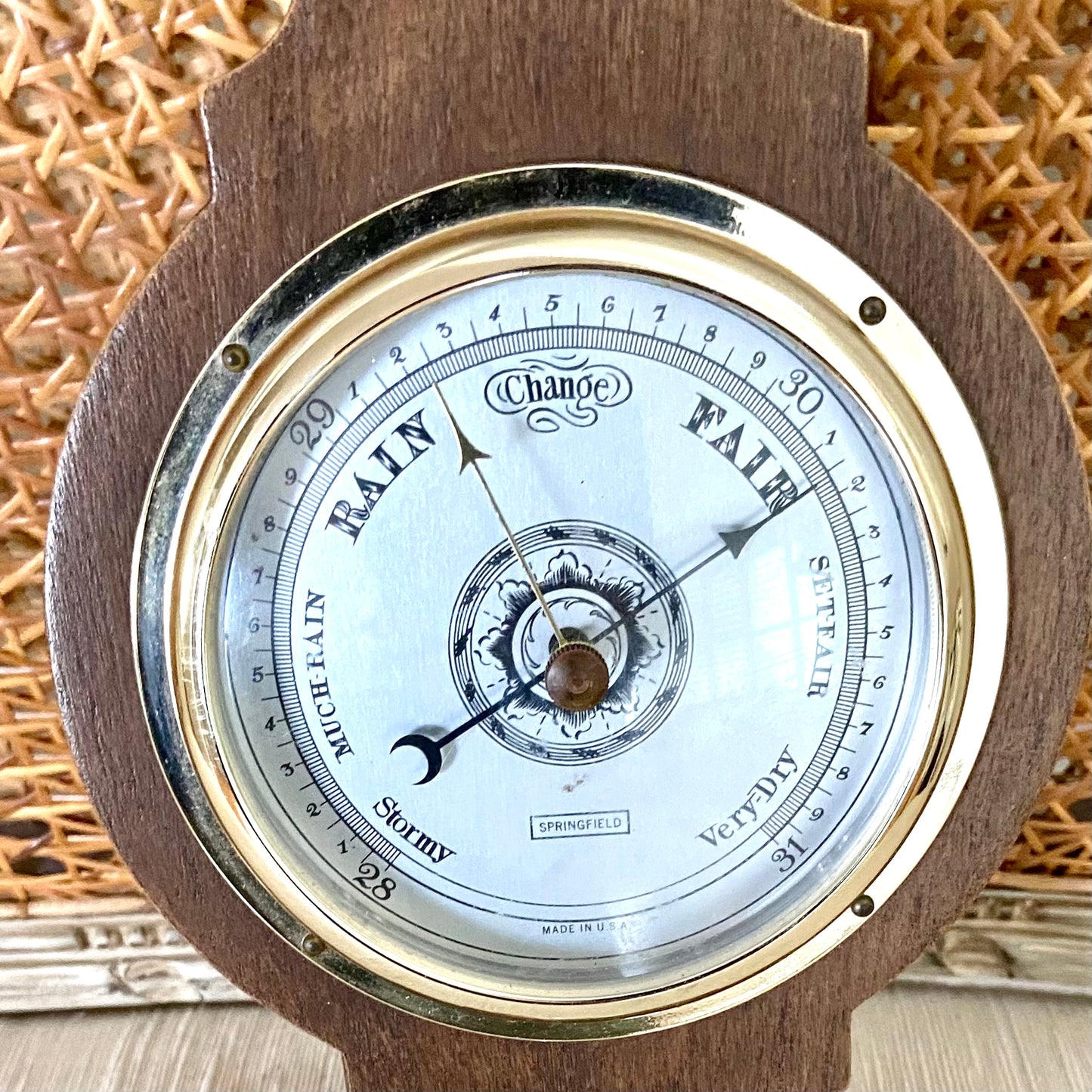 Vintage brass coastal traditional wall barometer