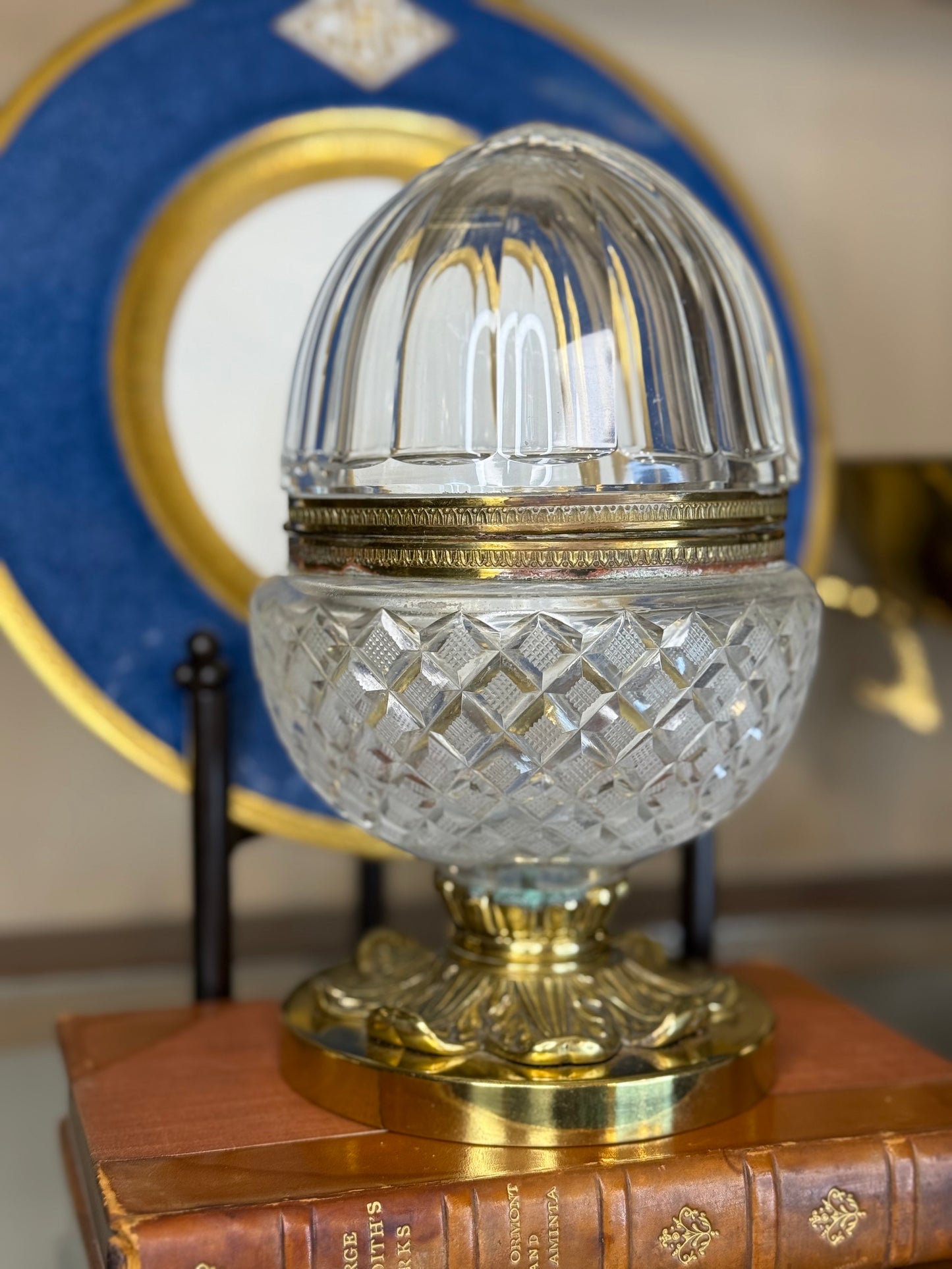 Antique Bronze-Mounted Cut Crystal Lidded Jar, c. 1890–1910