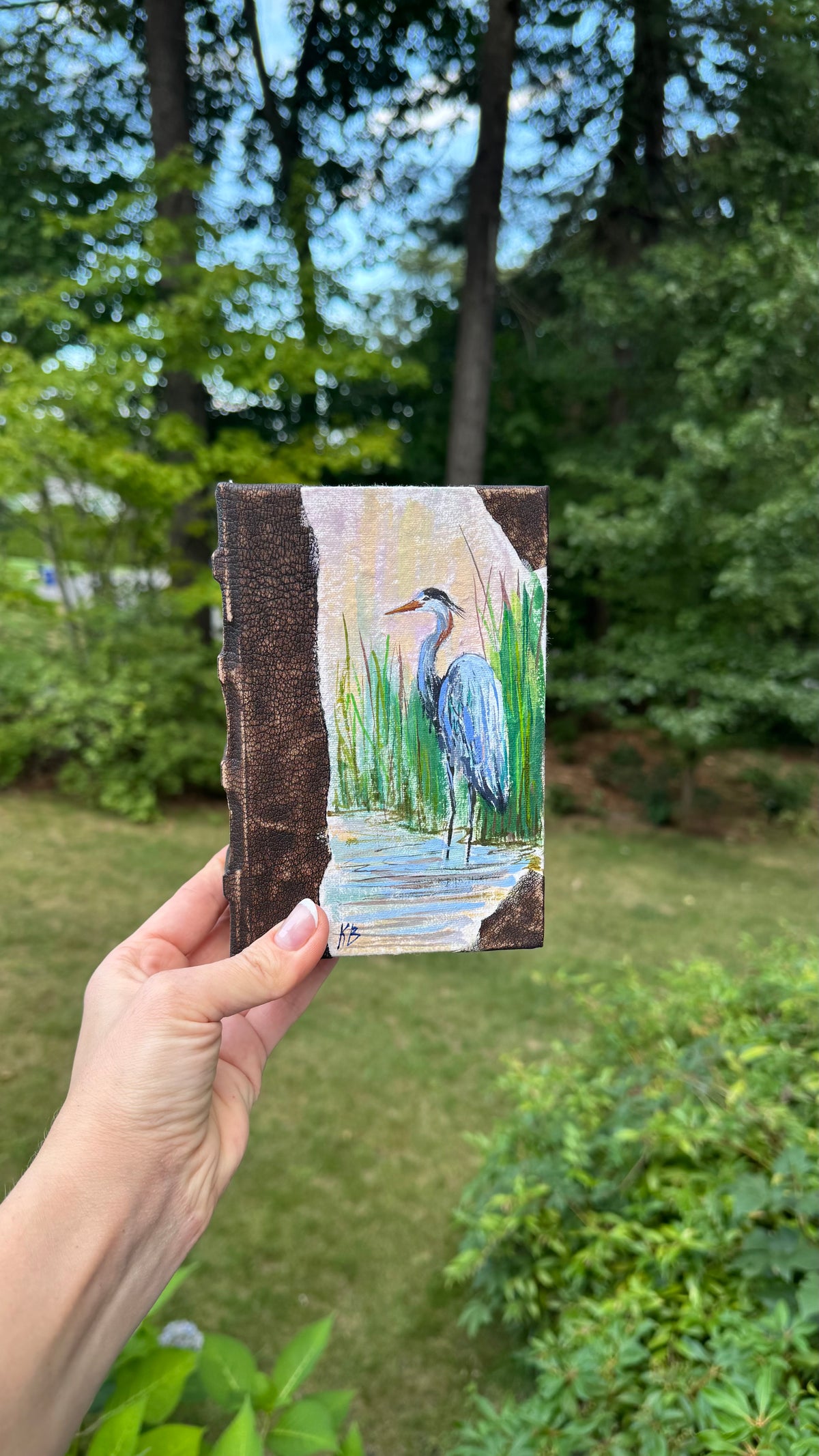Reserved SOLO LIVE Small handmade original art journal with crane
