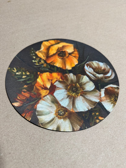 Yellow white poppies mouse pad