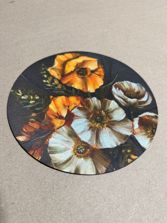 Yellow white poppies mouse pad