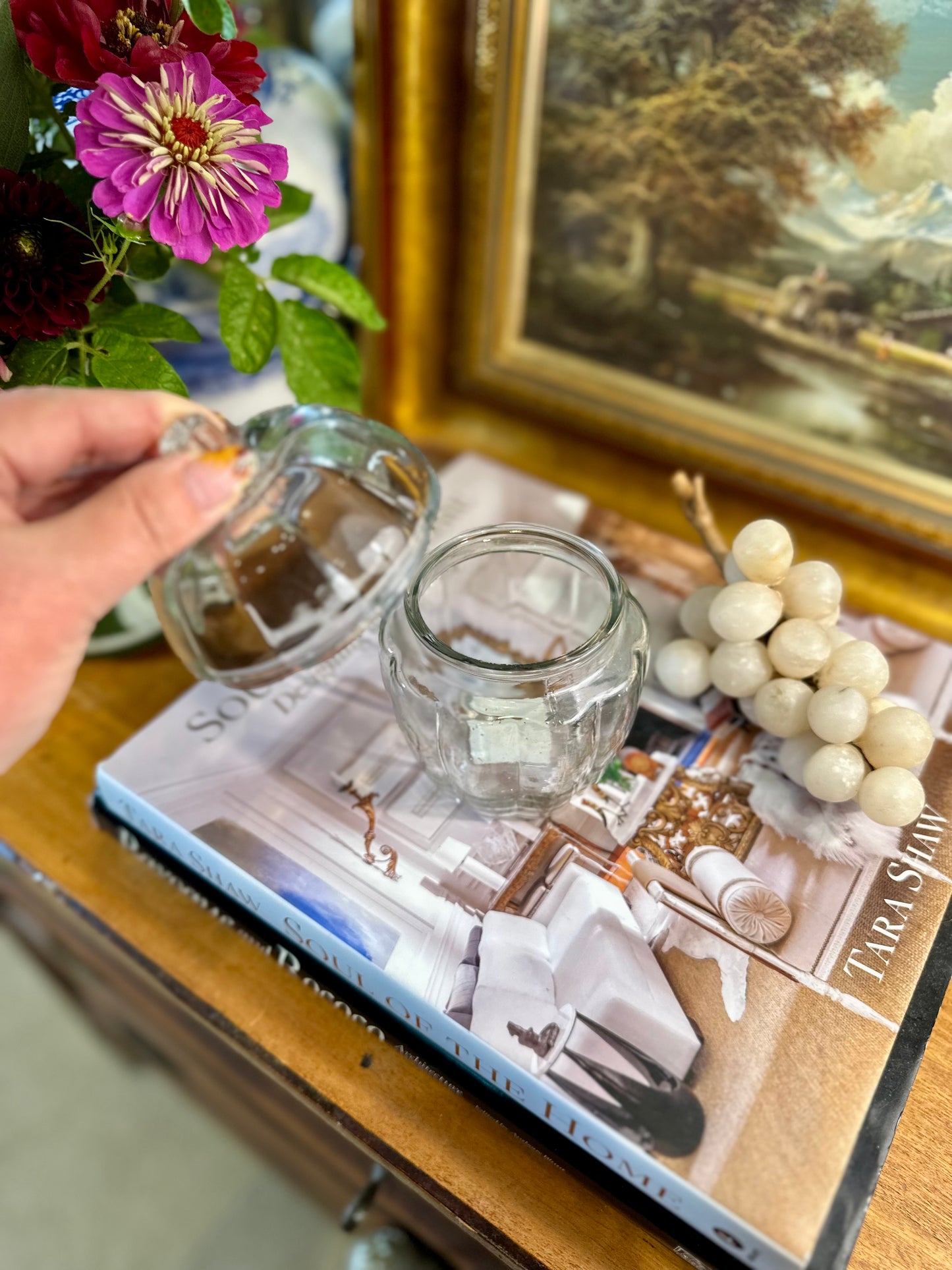 Small Clear Glass Pumpkin Candy Treat Jar w/lid, 5.5"