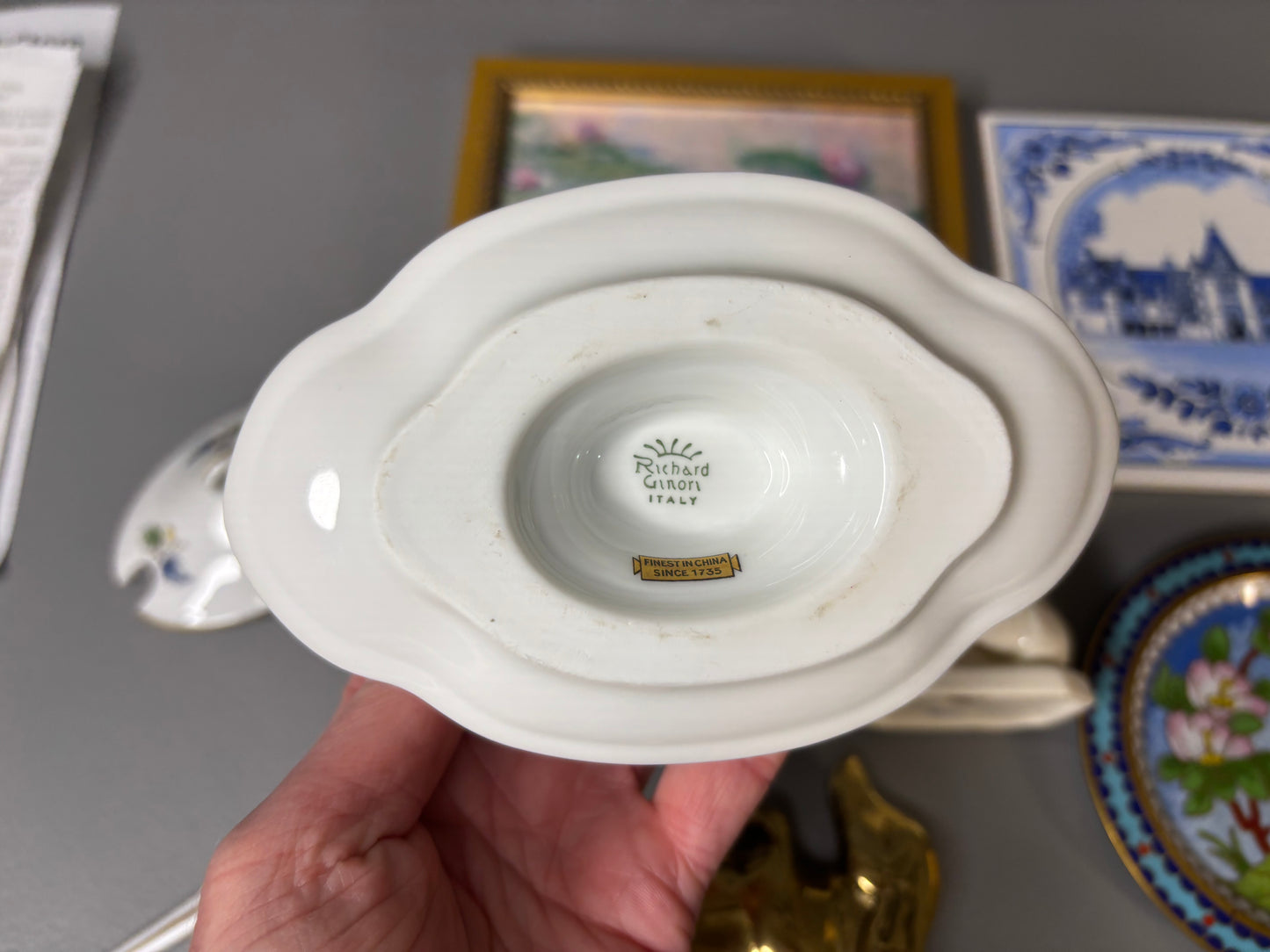 Sweetest Richard Ginori Italian condiment serving piece with matching spoon!