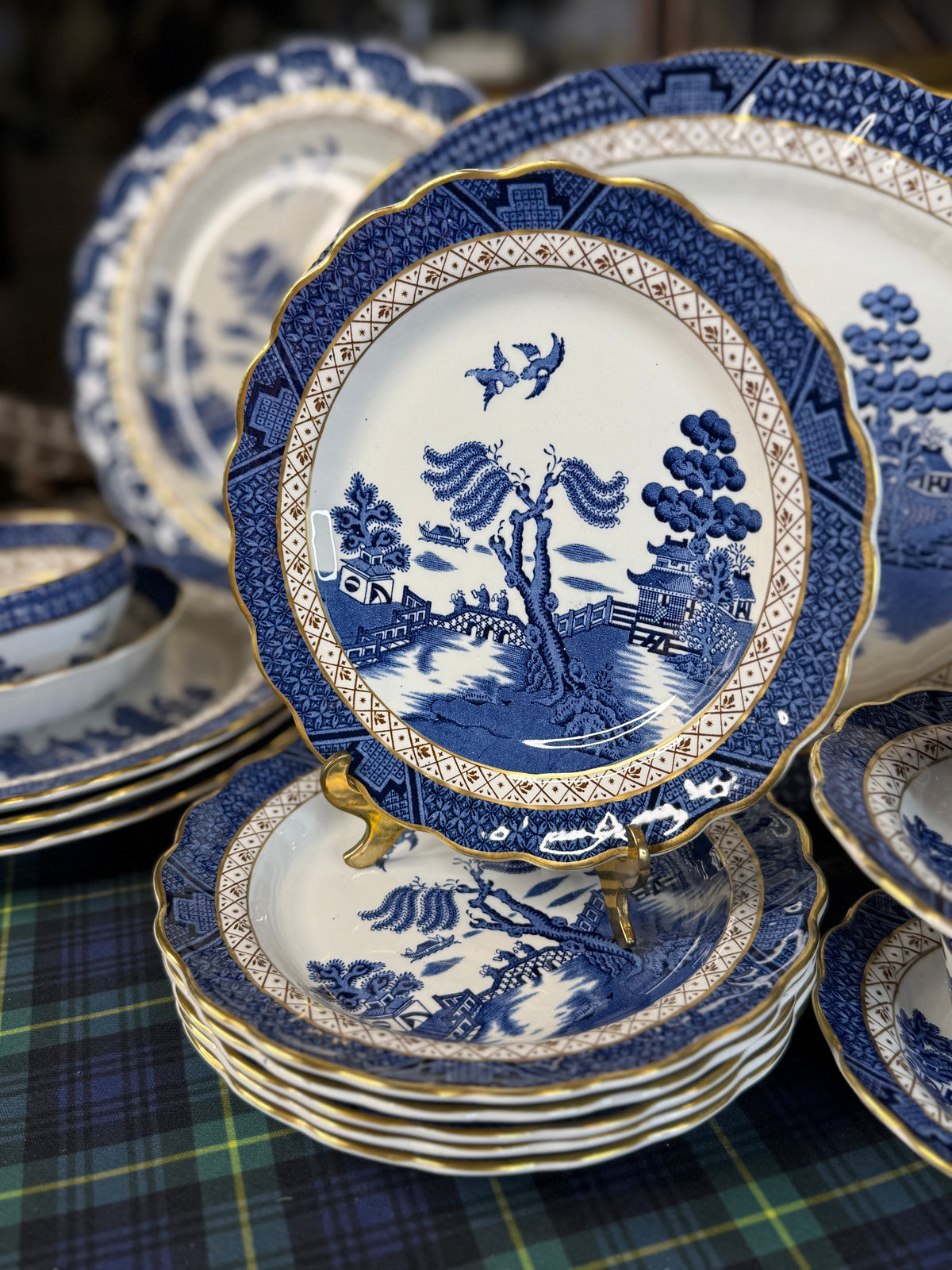 Vintage Booths Real Old Willow Salad Plate | A8025 | 7.5” Scalloped Edge | Made in England | 6 Available