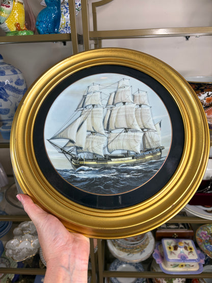 RESERVED - BETH MOYLES - Lovely framed ship plate!