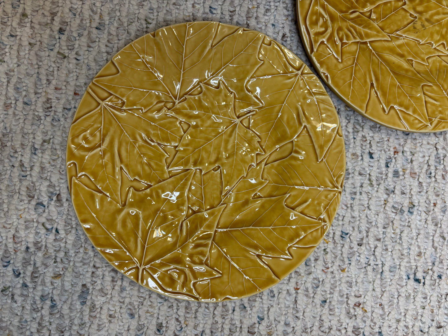 Reserved! Bordallo Pinheiro leaf plates pair!