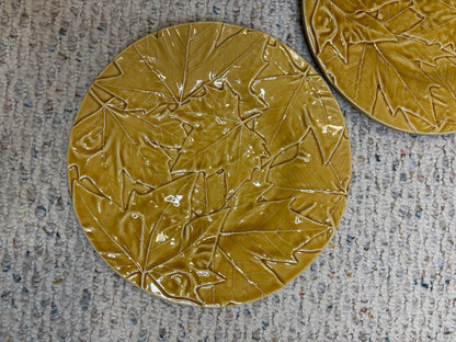Reserved! Bordallo Pinheiro leaf plates pair!